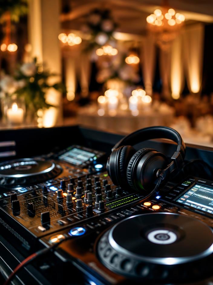 Equipamento de DJ com iluminação elegante